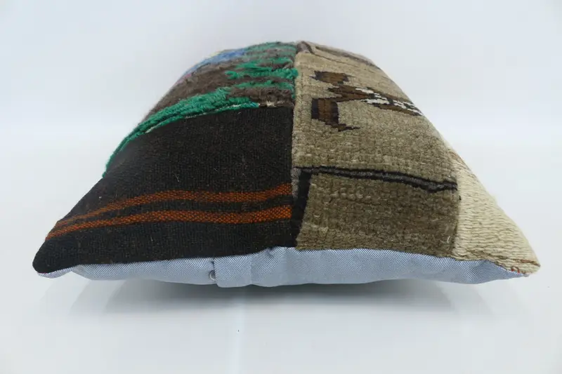 Vintage Pillow, Sofa Cushion Cover, Turkish Pillow, Kilim Cushion Sham, 16x24 Brown Cushion, Pillow Sham, Patio Pillow Case, Farmhouse Cushion Cover - 5