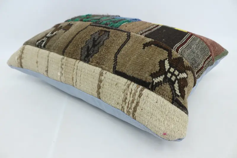 Vintage Pillow, Sofa Cushion Cover, Turkish Pillow, Kilim Cushion Sham, 16x24 Brown Cushion, Pillow Sham, Patio Pillow Case, Farmhouse Cushion Cover - 6