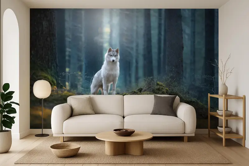 Elegante Siberian Husky-Hundetapete für moderne Bauernhausdekoration