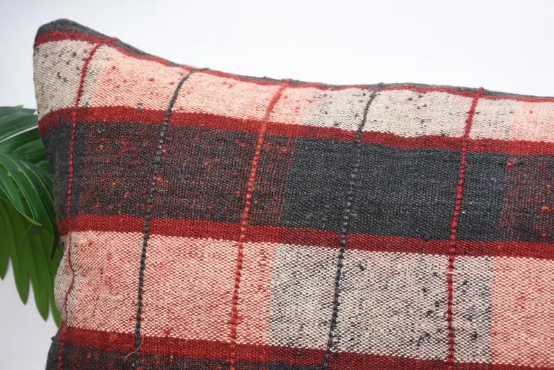 Handmade Kilim Cushion, Vintage Kilim Throw Pillow, Pillow Cover, Boho Pillow Sham Cover, 16x48 Brown Pillow Sham, Turkish Bench Pillow Case - 2