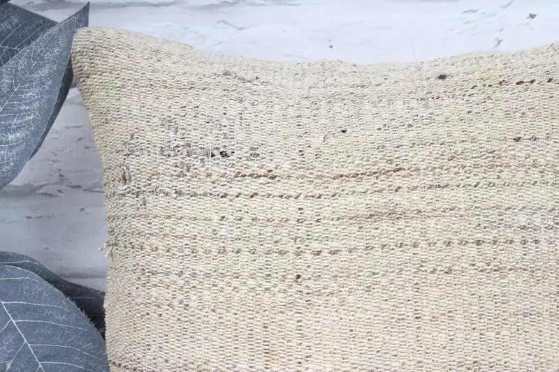 Ottoman Cushion, Toss Pillow Case, 12x12 Beige Pillow, Kilim Cushion Sham, Pillow for Sofa, Cushion Cover, Custom Cushion, Boho Pillow - 2