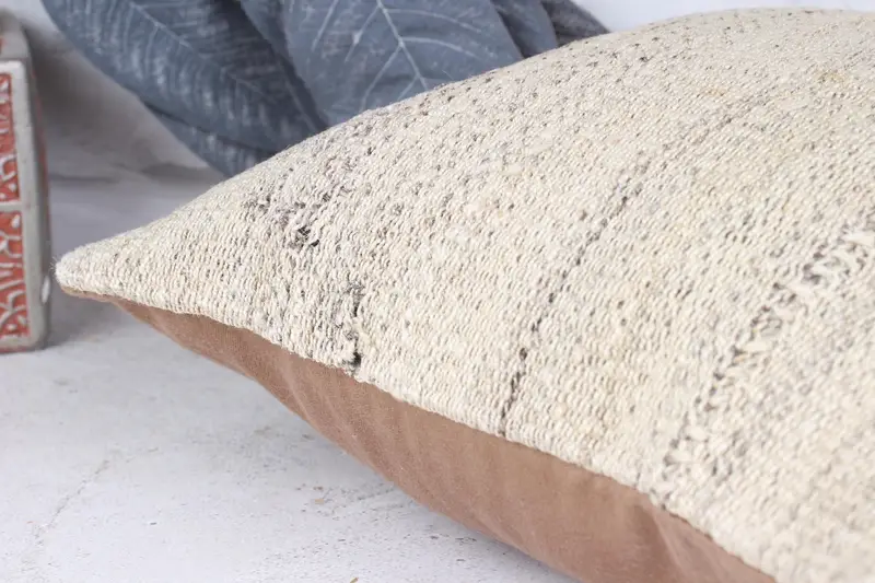 Ottoman Cushion, Toss Pillow Case, 12x12 Beige Pillow, Kilim Cushion Sham, Pillow for Sofa, Cushion Cover, Custom Cushion, Boho Pillow - 7