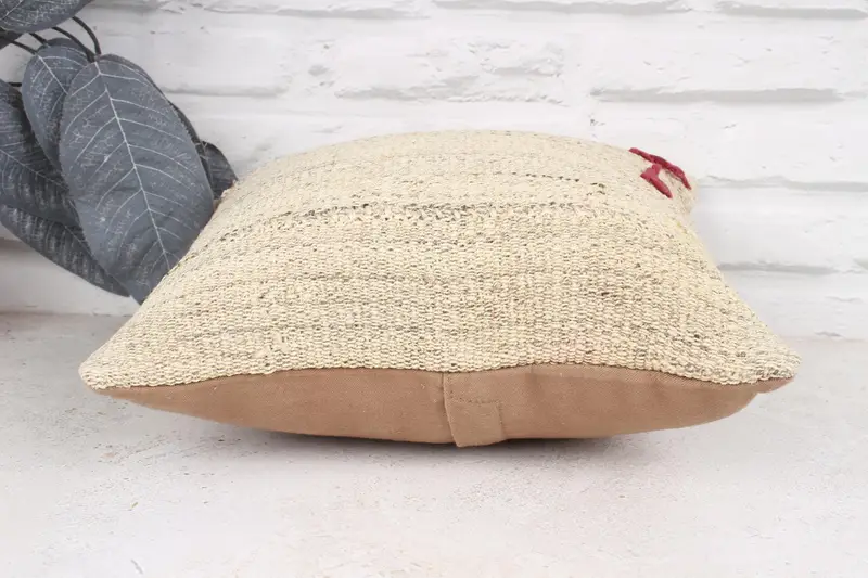 Ottoman Cushion, Toss Pillow Case, 12x12 Beige Pillow, Kilim Cushion Sham, Pillow for Sofa, Cushion Cover, Custom Cushion, Boho Pillow - 5