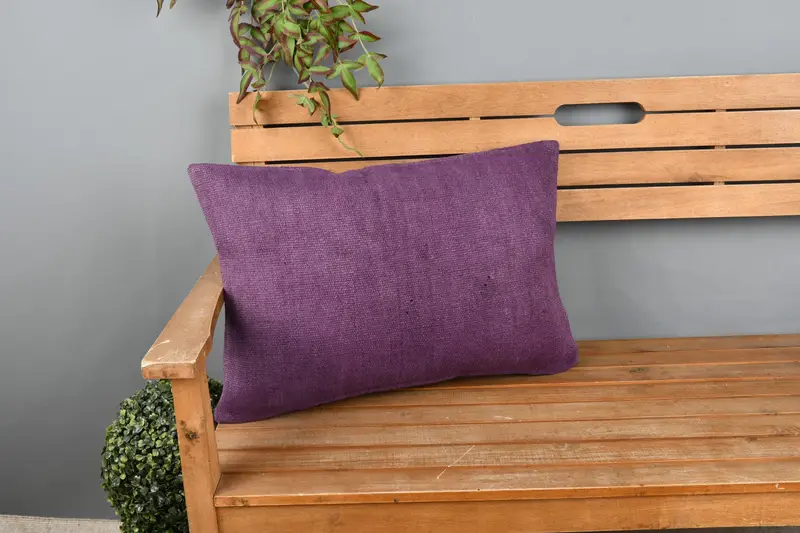 Hippie Throw Pillow Sham, Cushion Cover, Chair Pillow Case, Handmade Kilim Cushion, 16x24 Purple Cushion, Kilim Cushion Sham, Boho Pillow Sham Cover - 1