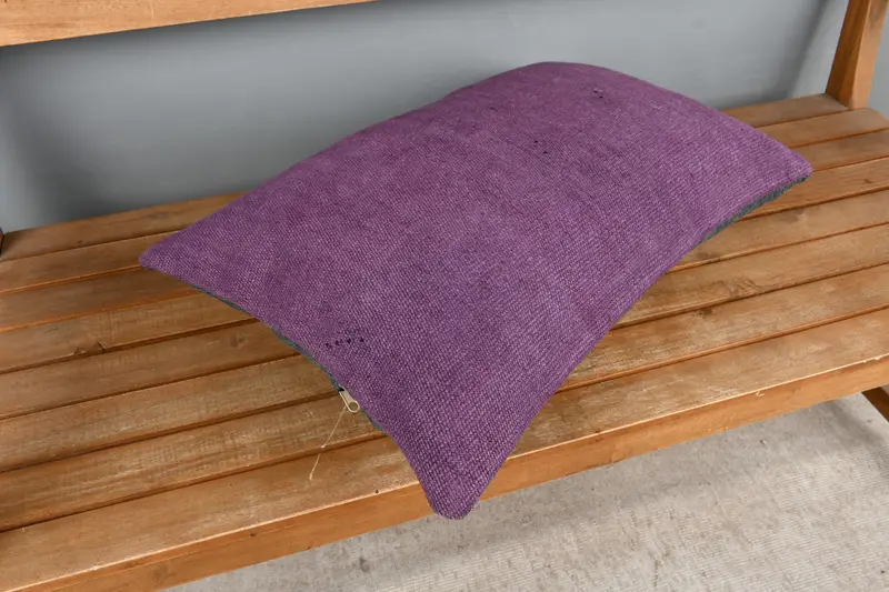Hippie Throw Pillow Sham, Cushion Cover, Chair Pillow Case, Handmade Kilim Cushion, 16x24 Purple Cushion, Kilim Cushion Sham, Boho Pillow Sham Cover - 2