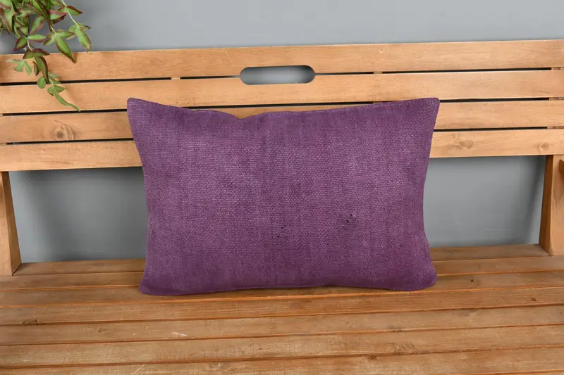 Hippie Throw Pillow Sham, Cushion Cover, Chair Pillow Case, Handmade Kilim Cushion, 16x24 Purple Cushion, Kilim Cushion Sham, Boho Pillow Sham Cover - 6