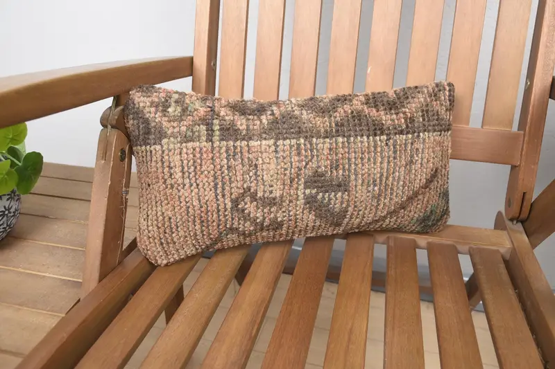 Southwestern Pillow, Kilim Pillow, Pillow Cover, 8x16 Beige Cushion, Turkish Pillow, Boho Pillow Sham Cover, Vintage Cushion Cover - 1
