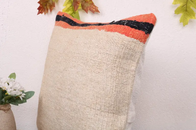 Throw Kilim Pillow, Turkish Kilim Pillow, 16x16 White Cushion Cover, Authentic Pillow Cover, Pillow Case, Vintage Kilim Pillow, Patio Cushion Cover - 5