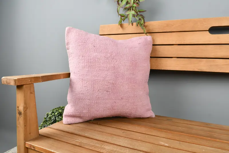 Kilim Pillow, Designer Throw Pillow Sham, Cushion Case, 16x16 Pink Cushion Cover, Boho Pillow Sham Cover, Vintage Pillow, Custom Pillow - 1