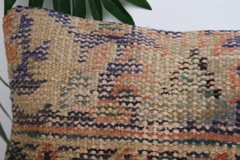 Kilim Cushion Sham, Home Decor Pillow, Pillow Cover, 8x16 Blue Cushion Case, Ethnical Kilim Rug Pillow, Ethnic Pillow Cover Cushion - 2