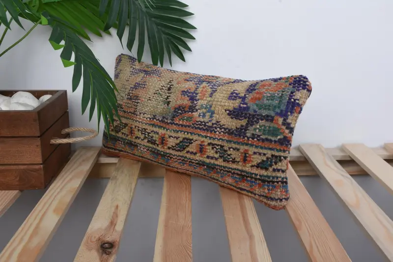 Kilim Cushion Sham, Home Decor Pillow, Pillow Cover, 8x16 Blue Cushion Case, Ethnical Kilim Rug Pillow, Ethnic Pillow Cover Cushion - 5
