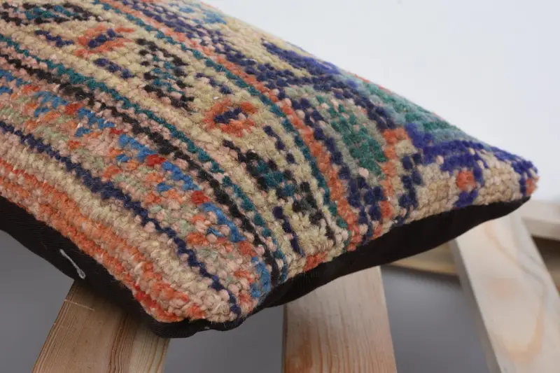 Kilim Cushion Sham, Home Decor Pillow, Pillow Cover, 8x16 Blue Cushion Case, Ethnical Kilim Rug Pillow, Ethnic Pillow Cover Cushion - 7