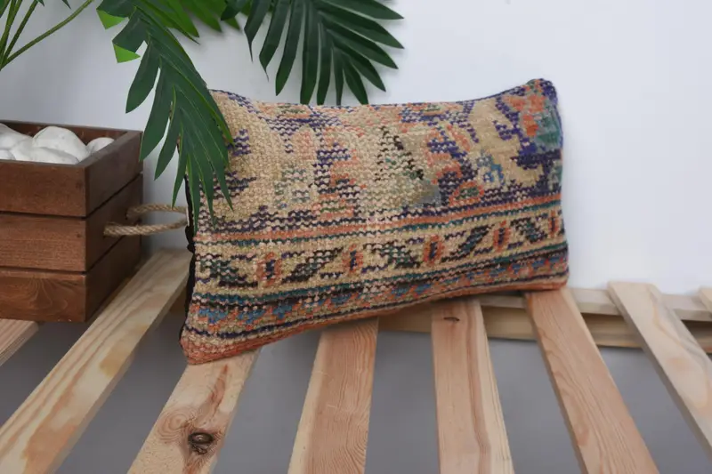 Kilim Cushion Sham, Home Decor Pillow, Pillow Cover, 8x16 Blue Cushion Case, Ethnical Kilim Rug Pillow, Ethnic Pillow Cover Cushion - 4