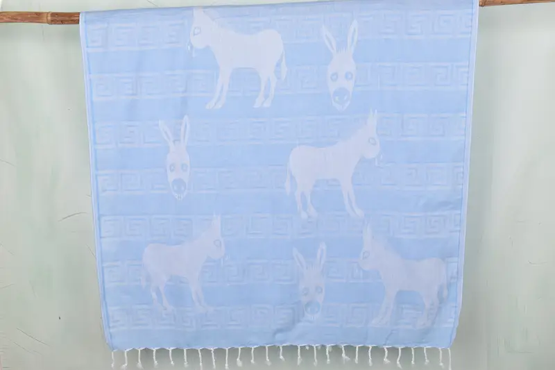 Turkish Bath Towel Baby Blue Cotton Patterned, 40x71 Inches