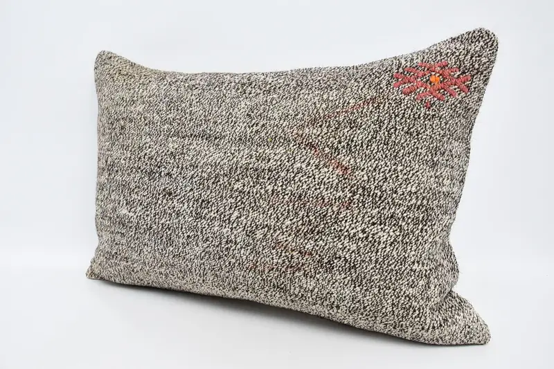 Handmade Kilim Cushion, 16x24 Brown Pillow Sham, Bed Pillow Cover, Cushion Cover, Vintage Kilim Pillow, Throw Kilim Pillow - 4