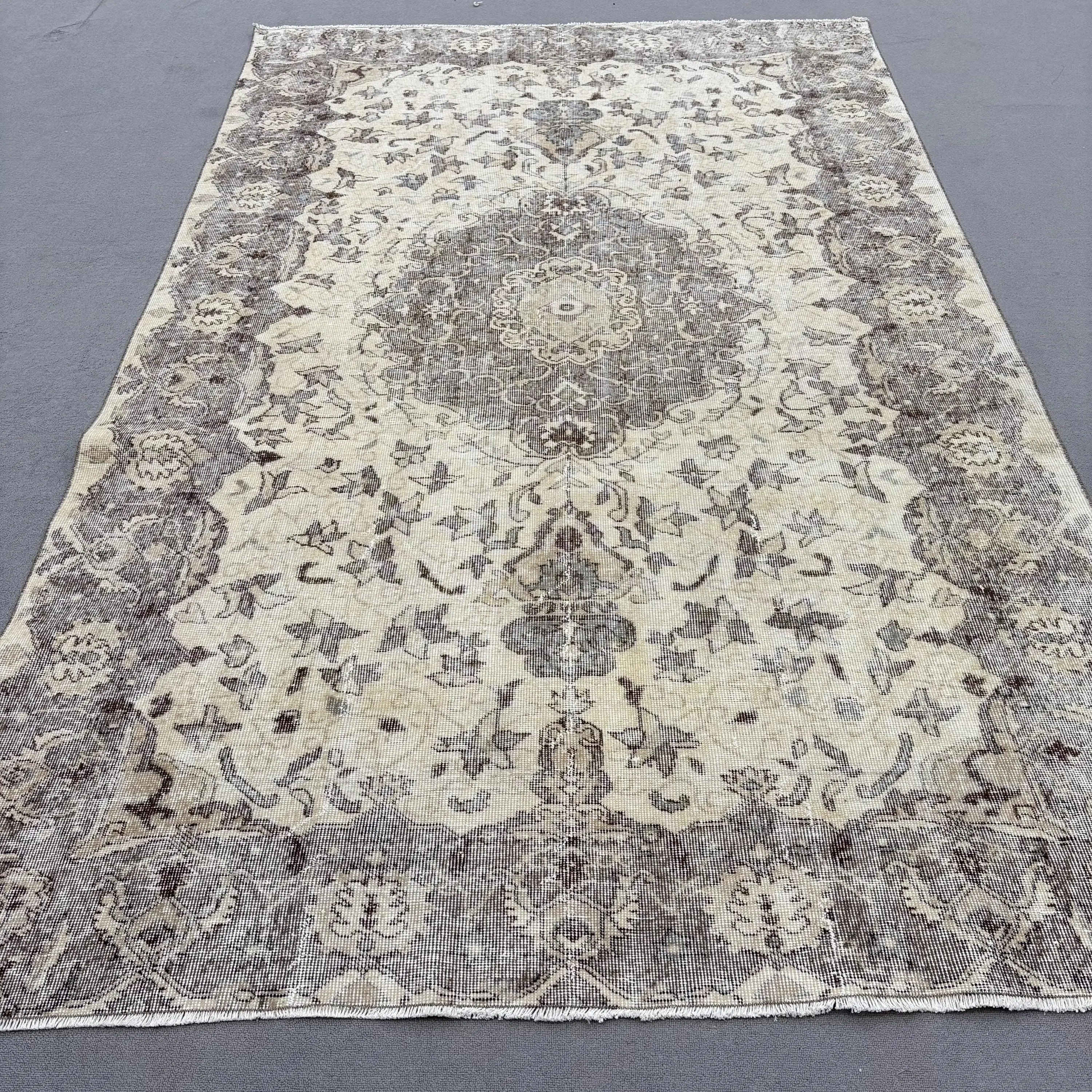 6.1x10.1 ft Halı, Büyük Türk Halısı, Gri Puantiyeli Halı - 1
