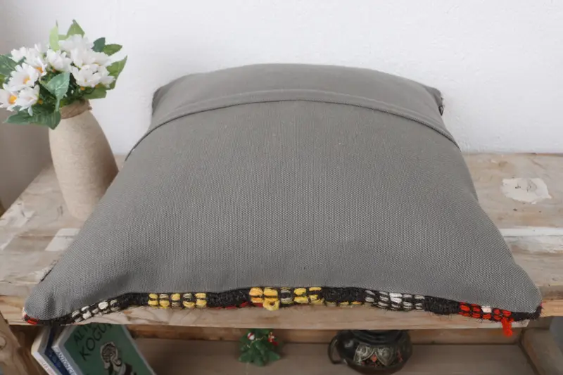 Antique Pillows, 16x16 Brown Pillow Case, Shabby Chic Pillow, Ethnical Kilim Rug Pillow, Hippie Throw Cushion, Cushion Cover, Boho Pillow Sham Cover - 7