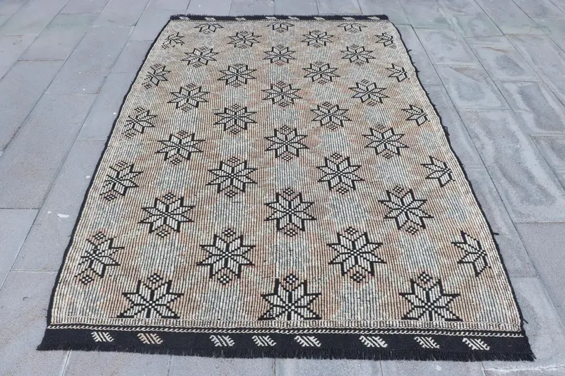 Orange, Black Camouflage Rug, 5x7 ft Chic Decor