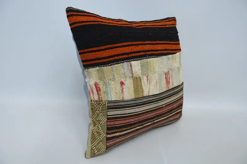 Retro Cushion Case, 20x20 Brown Cushion, Pillow Cover, Pillow for Sofa, Vintage Kilim Pillow Cushion, Antique Pillows, Gift Pillow - 3