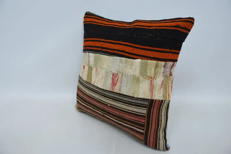 Retro Cushion Case, 20x20 Brown Cushion, Pillow Cover, Pillow for Sofa, Vintage Kilim Pillow Cushion, Antique Pillows, Gift Pillow - 4