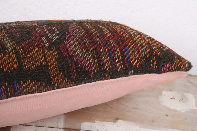 Vintage Kilim Throw Pillow, Pillow for Couch, Cushion, Gift Pillow, Bed Pillow Sham, Car Cushion Case, 8x16 Brown Pillow Sham - 6
