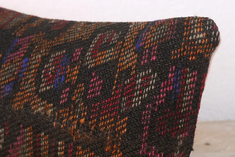 Vintage Kilim Throw Pillow, Pillow for Couch, Cushion, Gift Pillow, Bed Pillow Sham, Car Cushion Case, 8x16 Brown Pillow Sham - 5