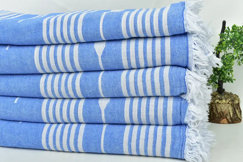 Monogram Blanket, 84x60 Cotton Patterned Towel, Housewarming Gift, Wedding Gift For Bride, Organic Beach Blanket, Organic Throw, Woven Throw Blanket - 4