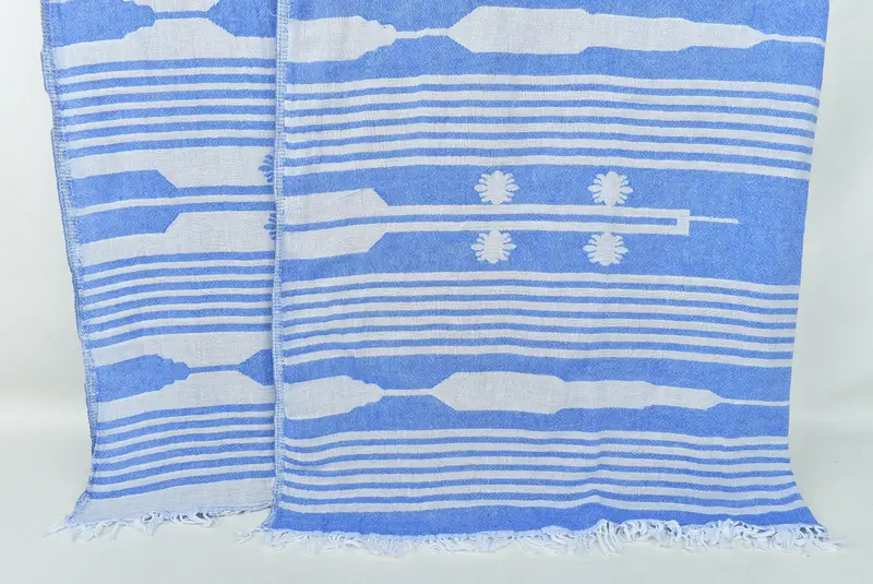 Monogram Blanket, 84x60 Cotton Patterned Towel, Housewarming Gift, Wedding Gift For Bride, Organic Beach Blanket, Organic Throw, Woven Throw Blanket - 1