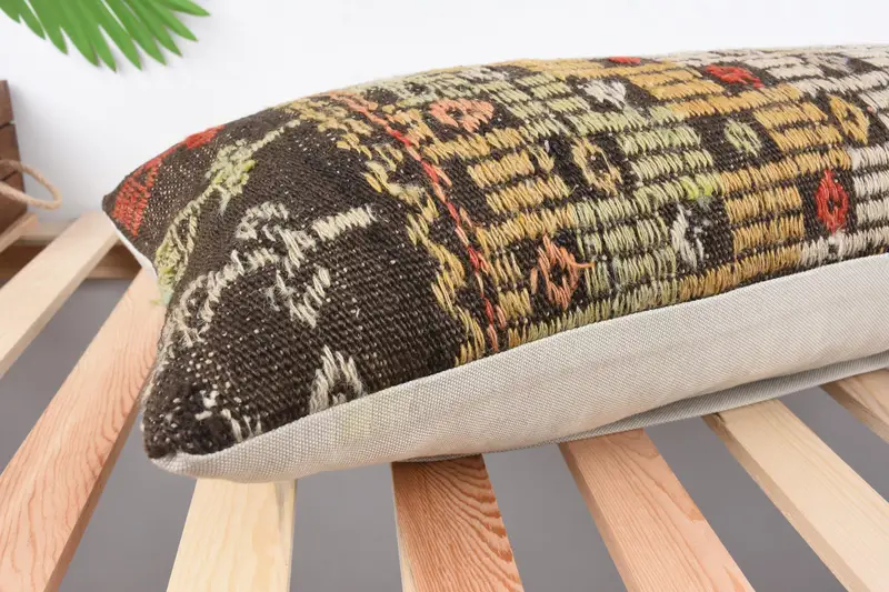 Vintage Kilim Pillow Pillow Cover, 12x36 Orange Pillow Case, Pillow for Sofa, Home Decor Pillow, Boho Pillow Sham Cover, Cushion - 6