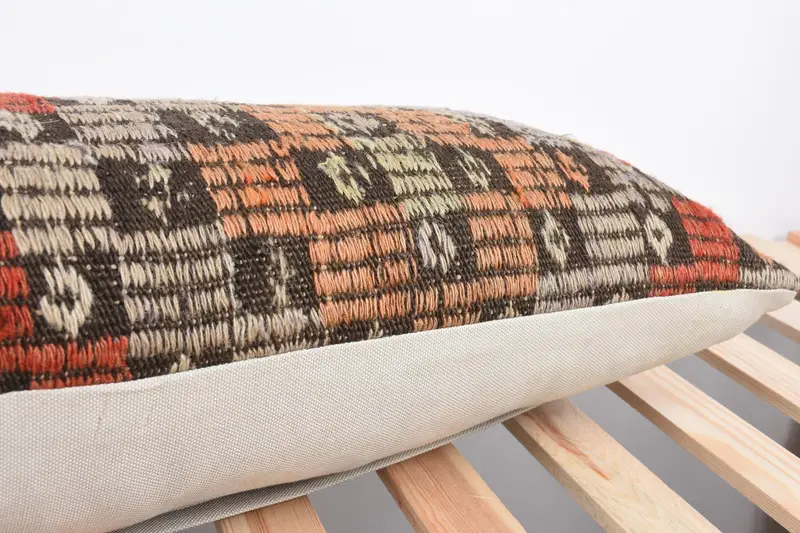 Vintage Kilim Pillow Pillow Cover, 12x36 Orange Pillow Case, Pillow for Sofa, Home Decor Pillow, Boho Pillow Sham Cover, Cushion - 7