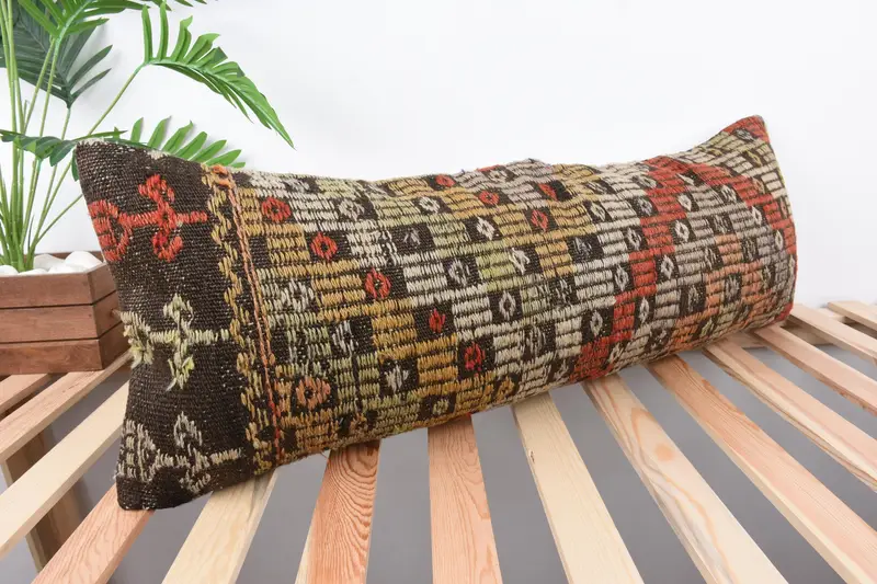 Vintage Kilim Pillow Pillow Cover, 12x36 Orange Pillow Case, Pillow for Sofa, Home Decor Pillow, Boho Pillow Sham Cover, Cushion - 4