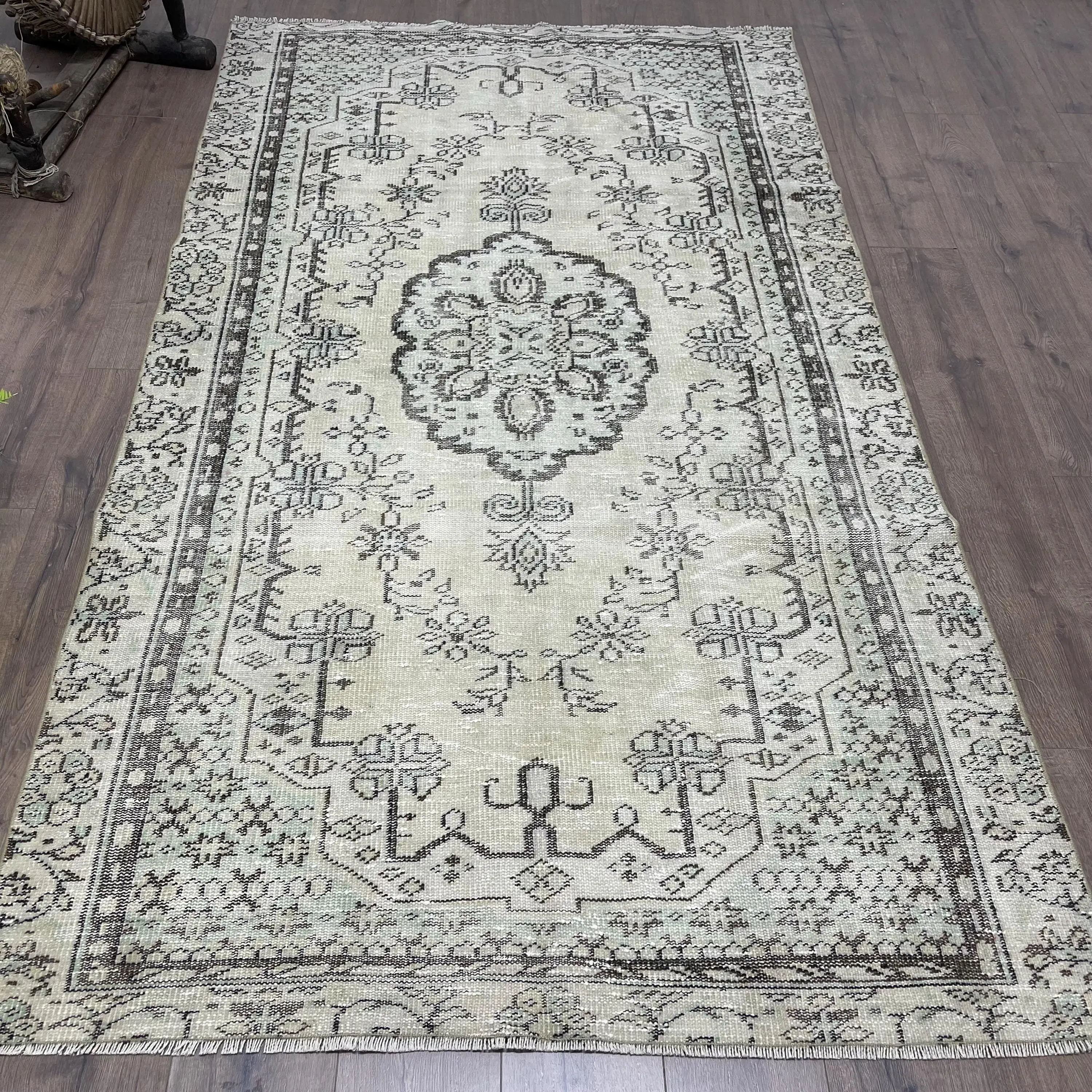 4.7x8.2 ft Area Vintage Rug, Gray Camouflage Turkish Rug - 1