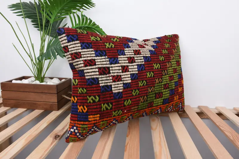 16x24 Red Cushion Cover, Vintage Kilim Throw Pillow, Turkish Pillow, Office Chair Pillow Case, Ethnical Kilim Rug Pillow, Pillow Case - 4