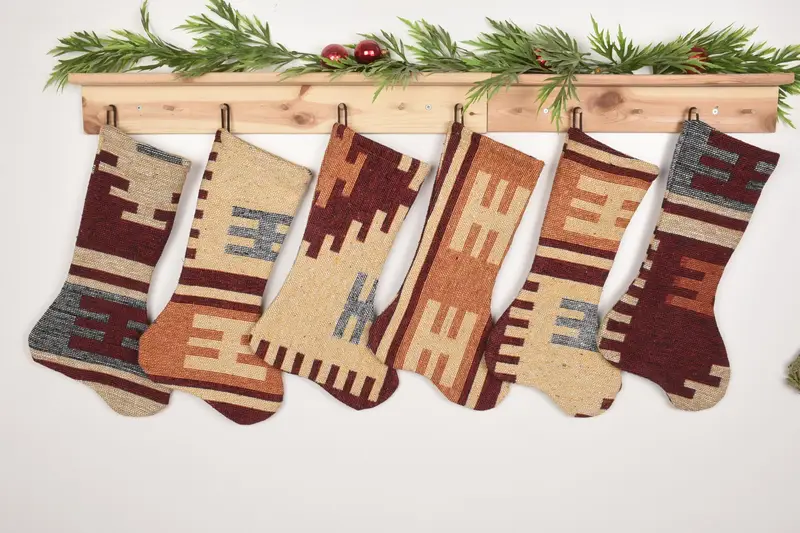 Noel Süsleri Deseni, 7 İnç Geniş Tatil Çorabı