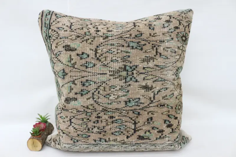 Ikat Pillow Case, Boho Pillow, Handmade Kilim Cushion, Cushion Cover, Pillow for Sofa, Handmade Throw Cushion, 32x32 Beige Cushion Case - 4
