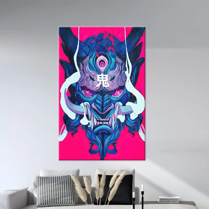 幻想的なピンクの抽象ホラーキャンバス、男性の洞窟の装飾用