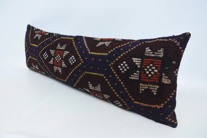 Turkish Kilim Pillow, Tribal Cushion Case, Sofa Pillow, 16x48 Purple Pillow Sham, Pillow Sham, Antique Pillows, Pillow for Couch - 4