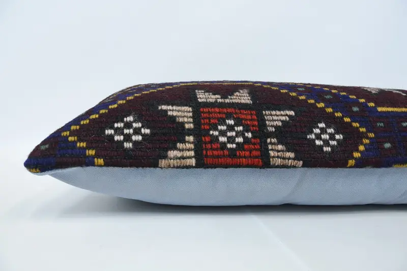Turkish Kilim Pillow, Tribal Cushion Case, Sofa Pillow, 16x48 Purple Pillow Sham, Pillow Sham, Antique Pillows, Pillow for Couch - 5