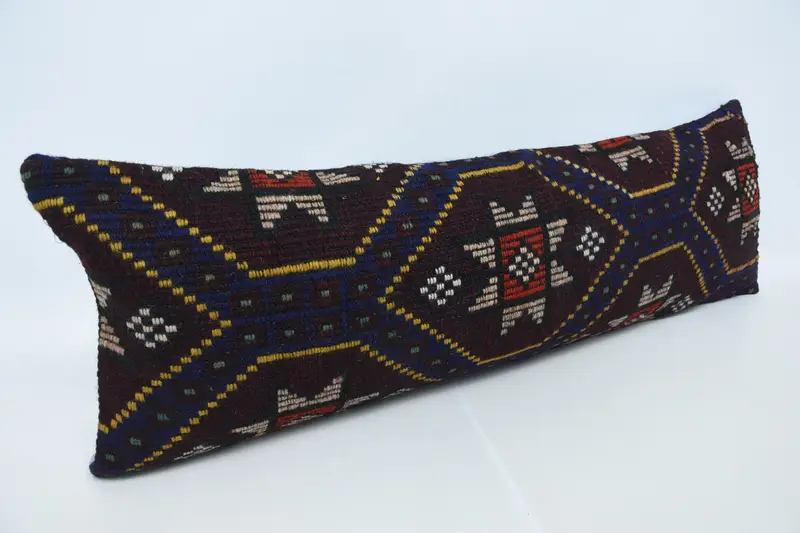 Turkish Kilim Pillow, Tribal Cushion Case, Sofa Pillow, 16x48 Purple Pillow Sham, Pillow Sham, Antique Pillows, Pillow for Couch - 3