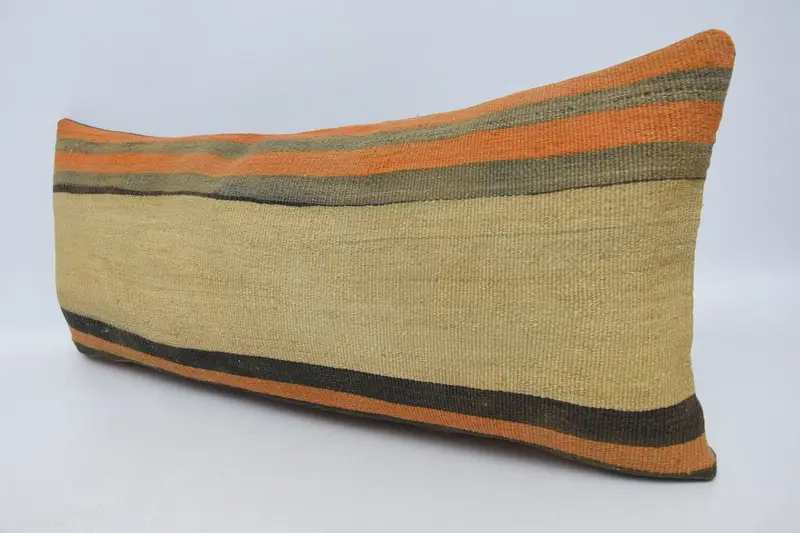 16x36 Beige Pillow Case, Throw Kilim Pillow, Turkish Kilim Pillow, Car Cushion Case, Boho Pillow, Pillow, Outdoor Bolster Pillow Cover - 4