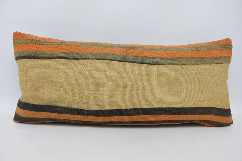 16x36 Beige Pillow Case, Throw Kilim Pillow, Turkish Kilim Pillow, Car Cushion Case, Boho Pillow, Pillow, Outdoor Bolster Pillow Cover - 1