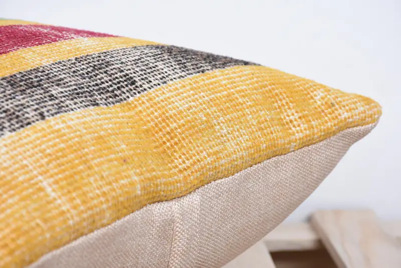 Outdoor Throw Pillow Cover, Kilim Pillow Cover, 14x14 Yellow Pillow, Pillow, Gift Pillow, Vintage Kilim Throw Pillow, Cozy Throw Pillow Cover - 7