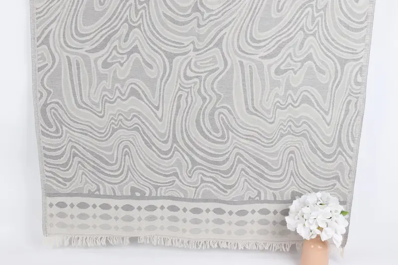 İşlemeli Plaj Havlusu Özel Koyu Gri-Açık Gri, 40x71 İnç