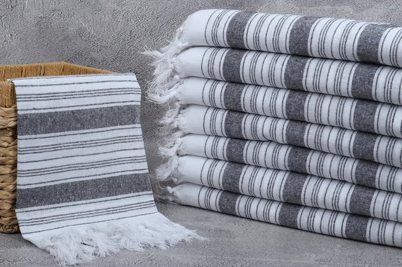 Luxury towel, Wedding Favors, Wedding Day Gift For Bride, Beach Bachelorette Party Decorations, 68x32 Cotton Striped Towel, Monogram Turkish Towel - 3