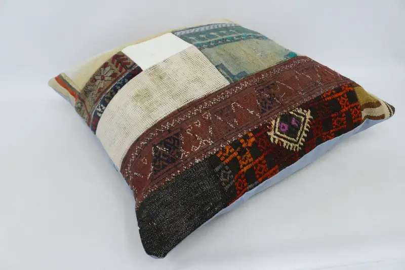 Boho Throw Cushion, Boho Throw Pillow Cover, Kilim Pillow, 28x28 Beige Cushion, Boho Pillow Sham Cover, Interior Designer Pillow, Cushion - 6