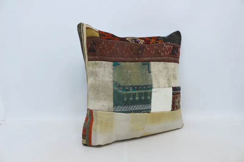 Boho Throw Cushion, Boho Throw Pillow Cover, Kilim Pillow, 28x28 Beige Cushion, Boho Pillow Sham Cover, Interior Designer Pillow, Cushion - 3