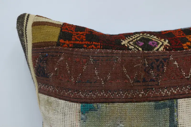 Boho Throw Cushion, Boho Throw Pillow Cover, Kilim Pillow, 28x28 Beige Cushion, Boho Pillow Sham Cover, Interior Designer Pillow, Cushion - 2