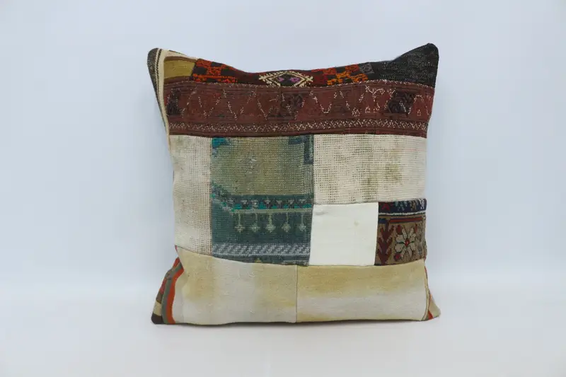 Boho Throw Cushion, Boho Throw Pillow Cover, Kilim Pillow, 28x28 Beige Cushion, Boho Pillow Sham Cover, Interior Designer Pillow, Cushion - 1