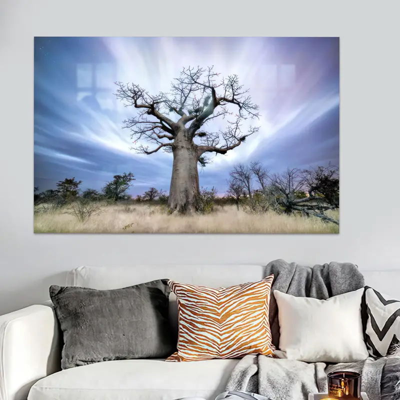 エレガントな海岸樹プリントガラス - 自然のモダンエレガンス