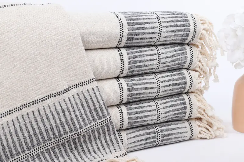 Handmade Turkish Towel, Bridal Gifts, Bridesmaid Towel, 70x40 Linen Striped Towel, Quick-dry towel, Embroidered Towel, Best Beach Towel - 1